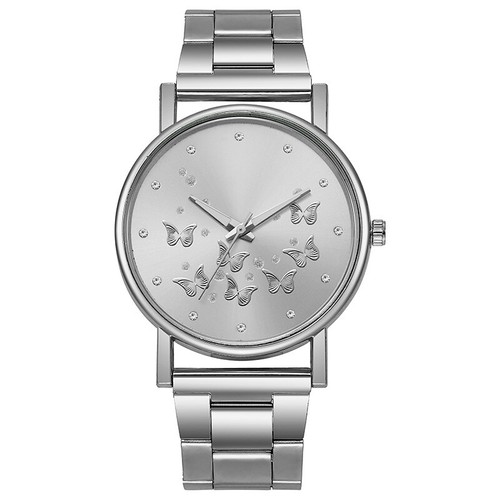 Damen-Analog-Armbanduhr Edelstahlband goldfarben silbernes Zifferblatt Quarz neu - Bild 2 von 12