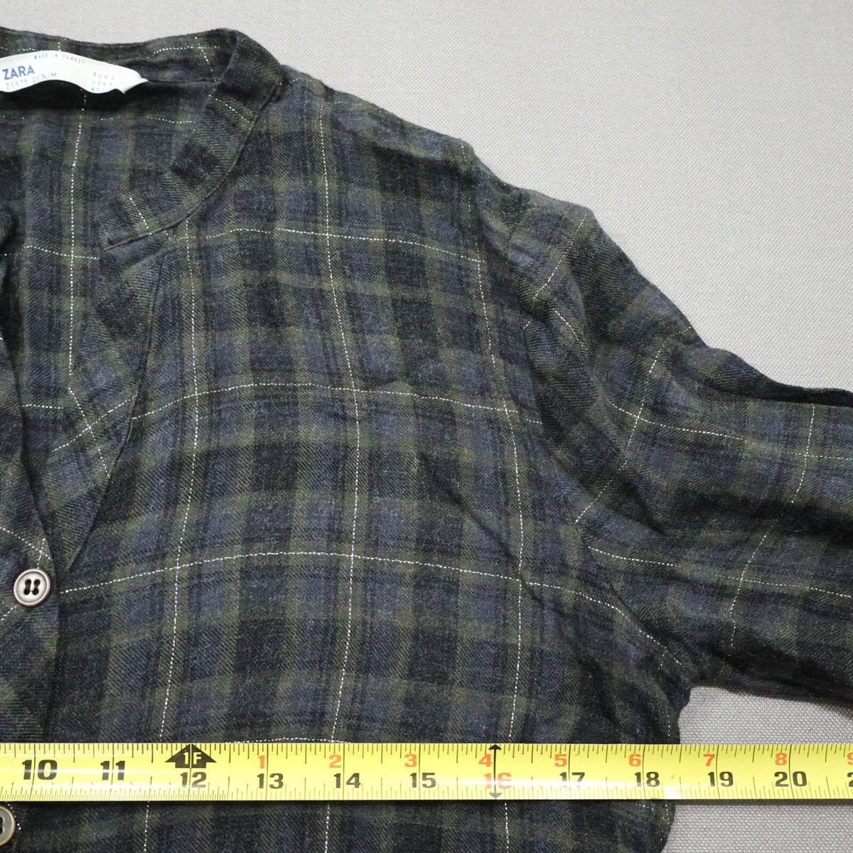 Zara Flannel Mini Shirt Dress S Green Black Metallic Plaid Zara Flannel Mini Shirt Dress S Green Black Metallic Plaid