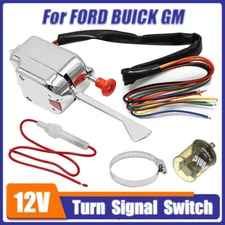 Chrome 12V Universal Rat Hot Rod Turn Signal Switch For FORD GM With Flasher US