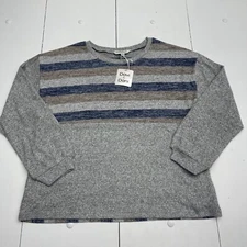 Davi and Dani Gray Blue Brown Stripe Long Sleeve Sweater Women’s Size Small