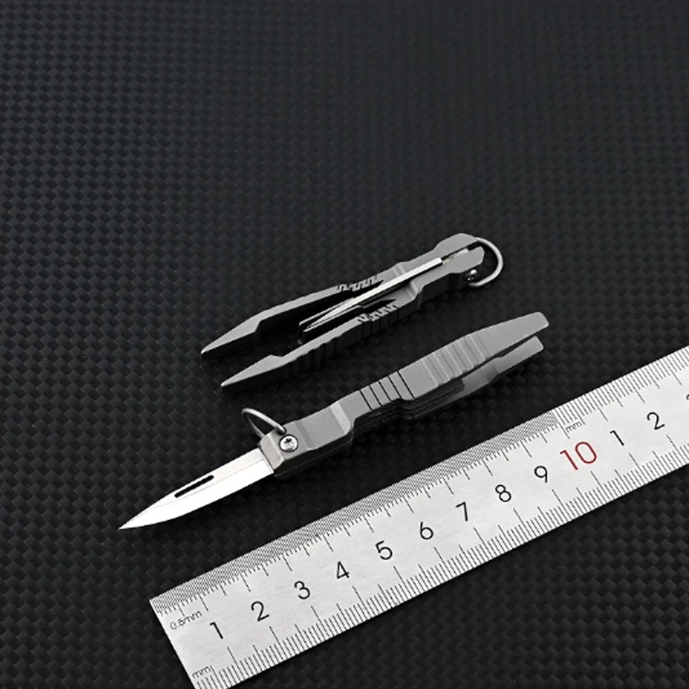 Multi-tool Folding Knife Tweezer Plier Hunting Survival Camp D2 Steel Keychain S