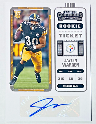 2022 Panini Contenders Jaylen Warren Rookie Ticket Auto Pittsburgh