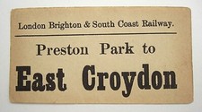 Original Antique Luggage Label LB&SCR Railway Preston Park To East Croydon VGC