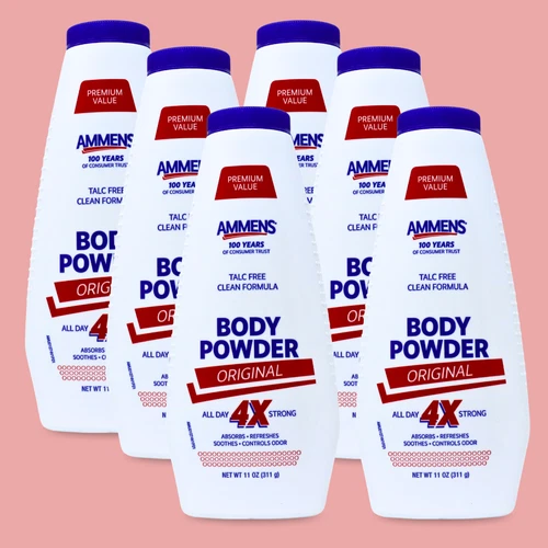 Ammens Medicated Original Powder - Talc-Free Odor Control 11 fl oz (6-Pack)