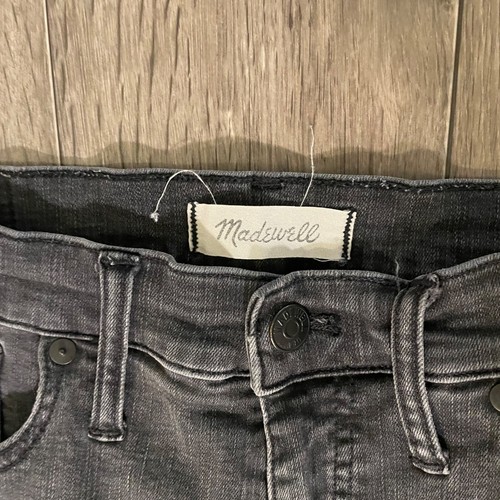 Madewell Jeans Women 30 Gray 9" High Rise Skinny Denim Distressed Pants - Picture 3 of 8