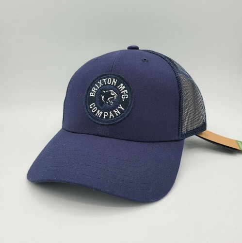 Brixton Blue Hat Black Cat Logo Mesh 
