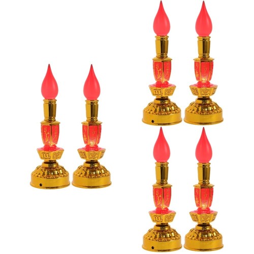 Set of 3 Chinese Decor LED Candle Lamp Buddhist Hall Light Sauna