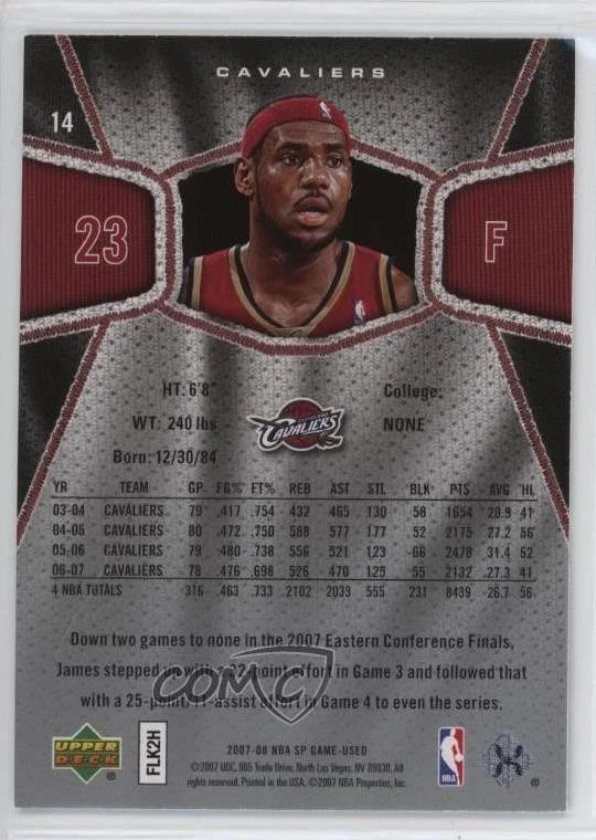 2007-08 SP Game Used LeBron James #14 - Image 2 of 2