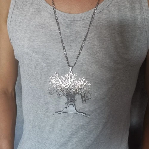 Haunted Mound Sematary stainless steel pendant with figaro chain