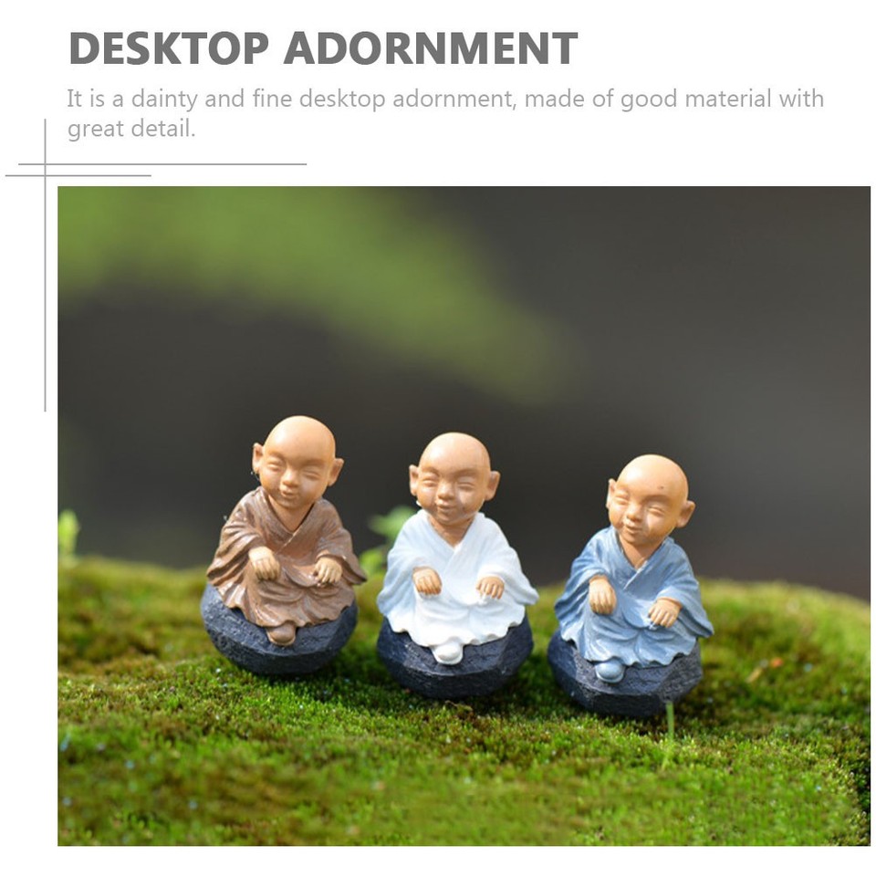 8Pcs Cartoon Resin Monk Ornament White Small Buddha Desktop Display ...