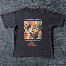 Xanax Anxiety Has Many Faces Black Vintage Style Unisex T-Shirt Size S-5XL