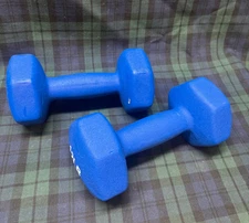 Lionscool Set of 2 Neoprene Coated Dumbell Weights 12 Lbs Blue
