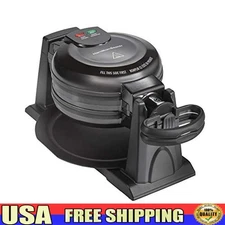 Double Flip Belgian Waffle Maker Nonstick Removable Plates Makes 2 Fast New