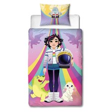 Over The Moon Single Bedding Set Two-sided Duvet Cover Galactic Rainbow