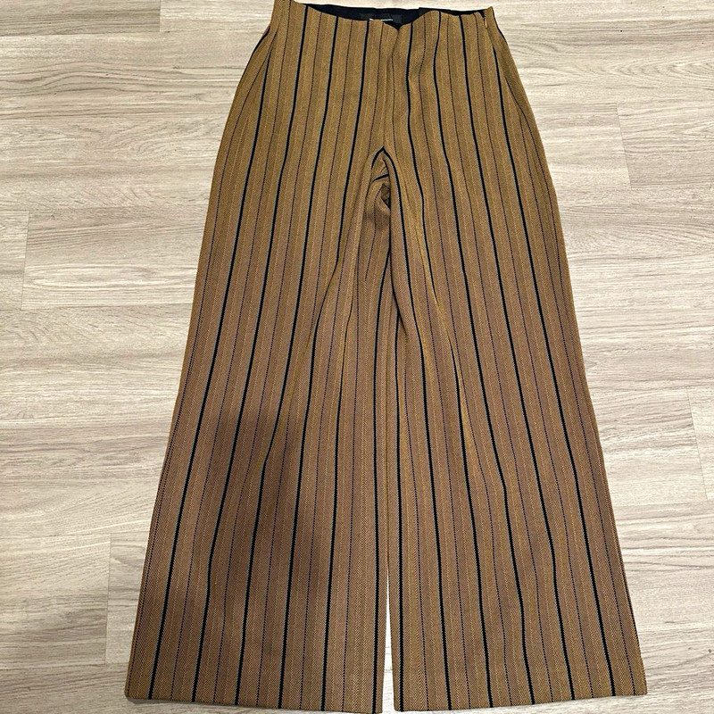 White House Black Market Petite Wide-Leg Jacquard Pants Black/Taupe