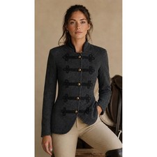 Ralph Lauren Militar Soutache Tejido Suéter Chaqueta Botones Dorados Oscuro Academia S