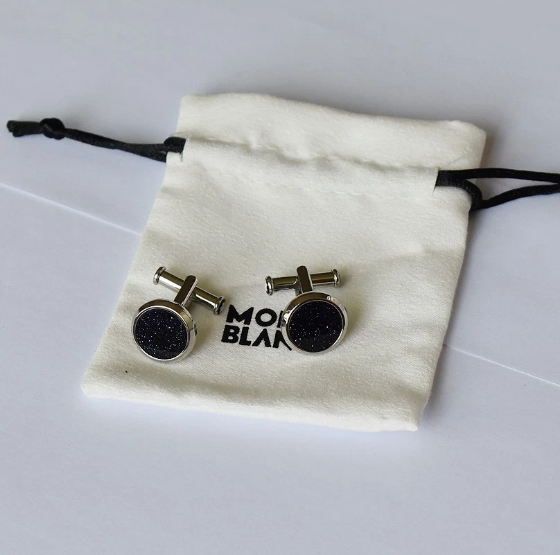 Abotoaduras Montblanc aço inoxidável design céu estrelado azul MB112906 sem caixa - Imagem 2 de 4