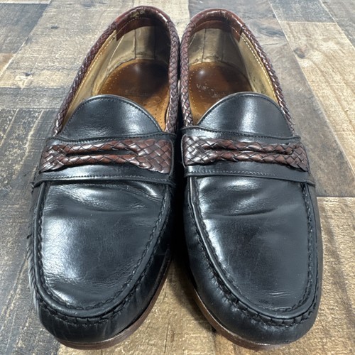 Allen Edmonds Newcomb Loafers Men 11 D Burgundy Leather Woven Braided-Trim