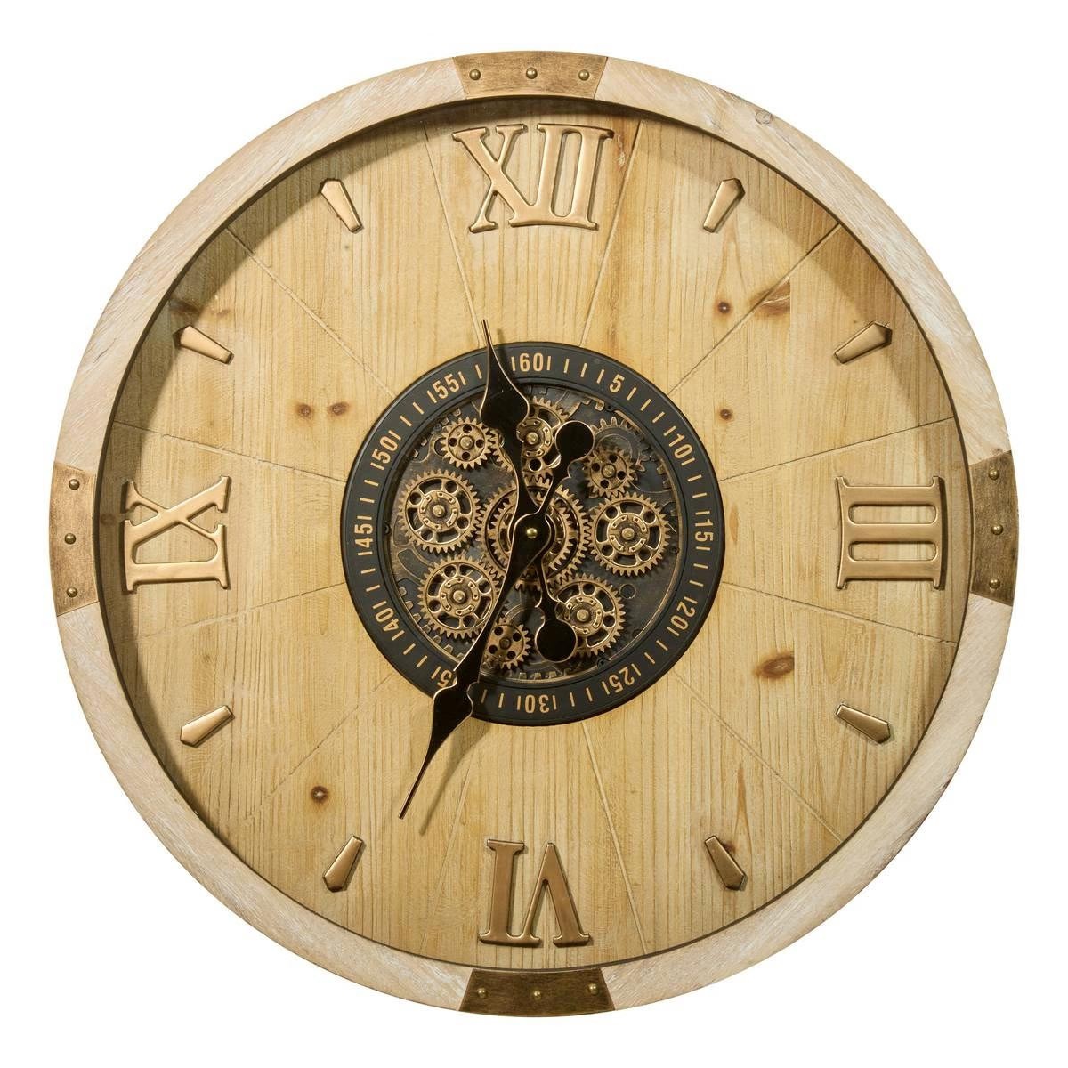 Horloge murale mécanisme Micka 63cm grand format suspendue bois clair naturel