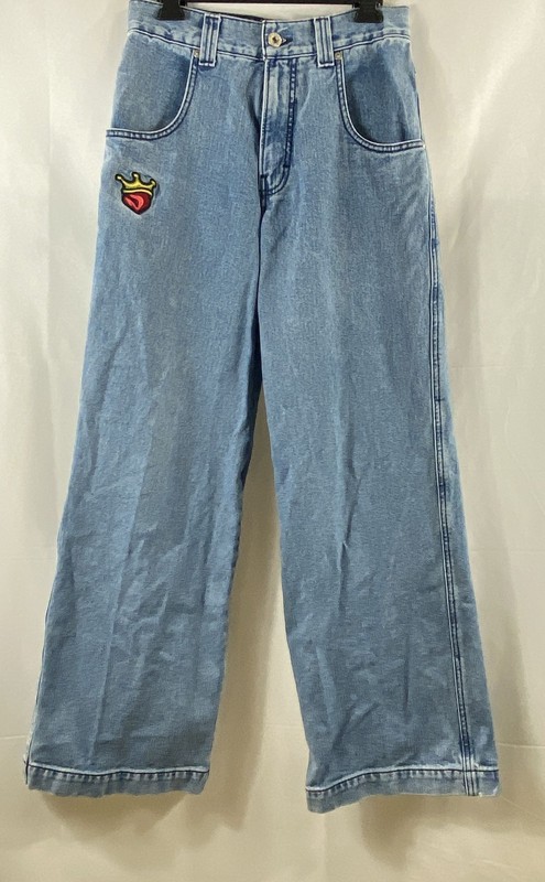 Vintage Y2K JNCO Men's Pipes Wide Leg Jeans Burnin Hot 179 Blue Sz 28x32