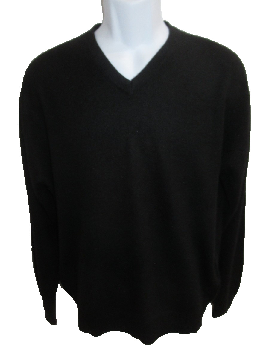 Preswick & Moore 100% Cashmere Black V-neck Sweater Men's Size M