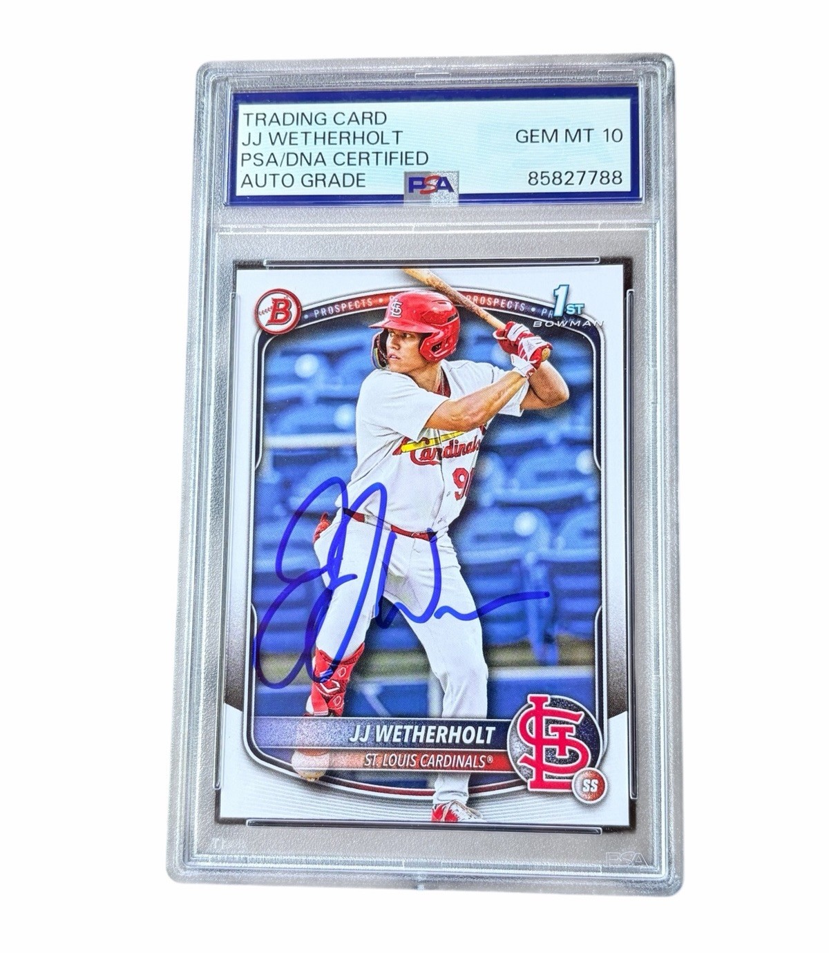 JJ Wetherholt Signed 1st Bowman Paper Card Auto St. Louis Cardinals PSA 10 view 3
