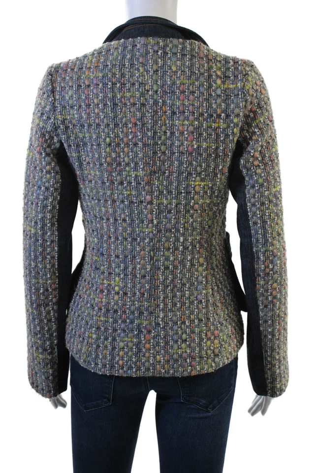 Rebecca Taylor Womens Designer Multi-Color Blazer Long Sleeve V-Neck Size 4 - Image 4 of 4