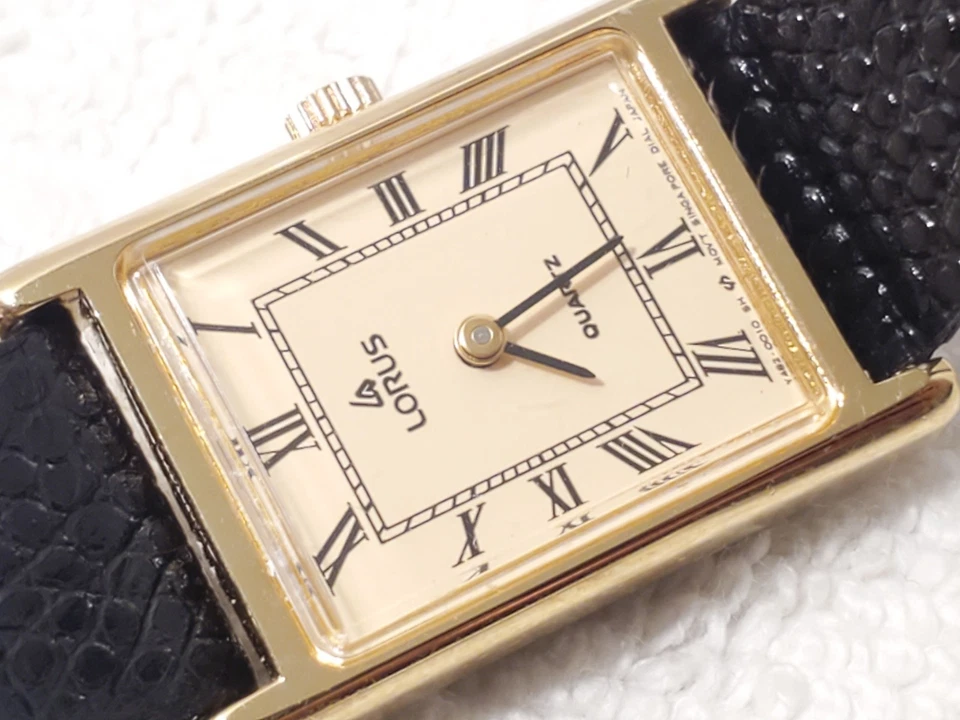 Vintage Lorus by Seiko Women's Tank Gold Tone Watch Two Jewels Roman Numerals SS - image 2 of 4