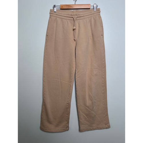 Tna Aritzia Cozy Fleece Mega Wide Leg Sweatpants Women's M Tan Loungewear EUC