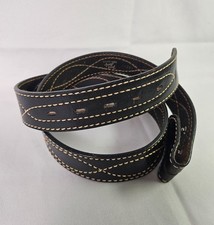TONY LAMA Buckle Belt Black 38 Leather TOOLED Western 15511 Preowned