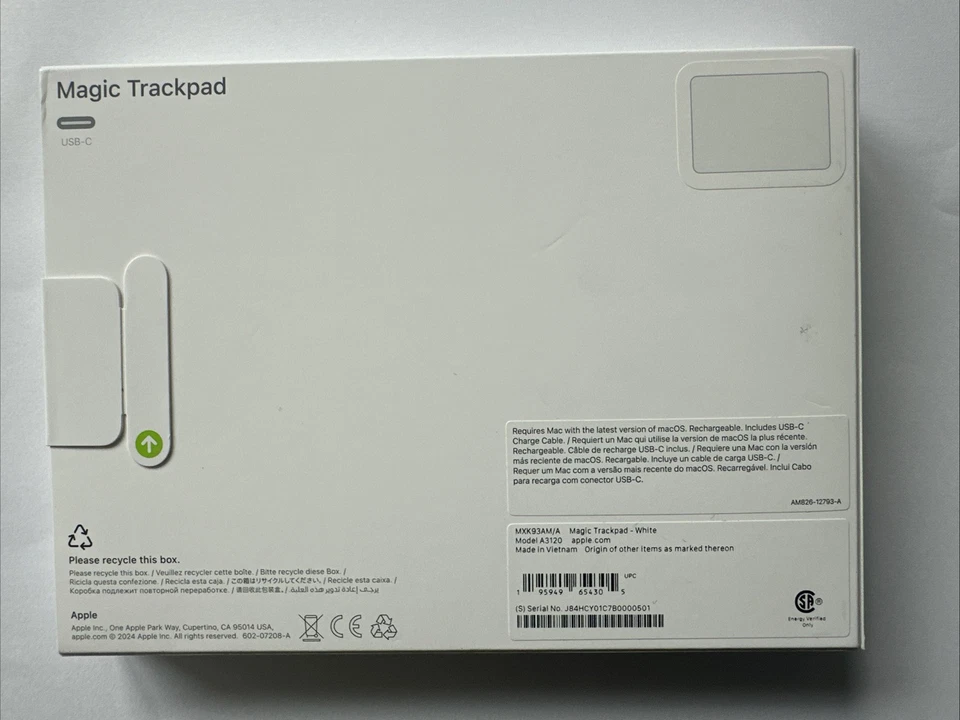 Apple Magic TrackPad White Multi-Touch Surface (USB-C) 2024 A3120 MXK93AM/A - Image 2 of 2