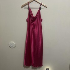 BEBE Satin Slip Dress Magenta Pink Cowl Neck ...