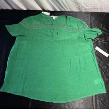 Counterparts Women’s Green Ruffled Short Sleeve Top Size 1X NWT