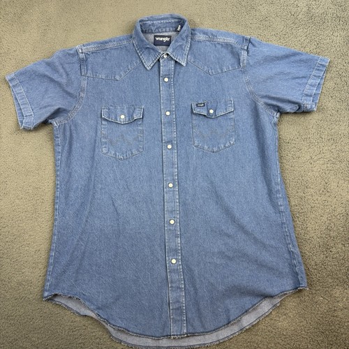Vintage Wrangler Jeanshemd Herren Extra Large Tall Blau Peal Snap Kurzarm