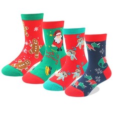 4 Pairs Christmas Socks For Kids Funny Crazy Holiday Fun Cute Gifts Boys Girls