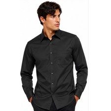 Perry Ellis Portfolio Dress Shirt 16.5 32/33 Black New Supima Cotton Button Up