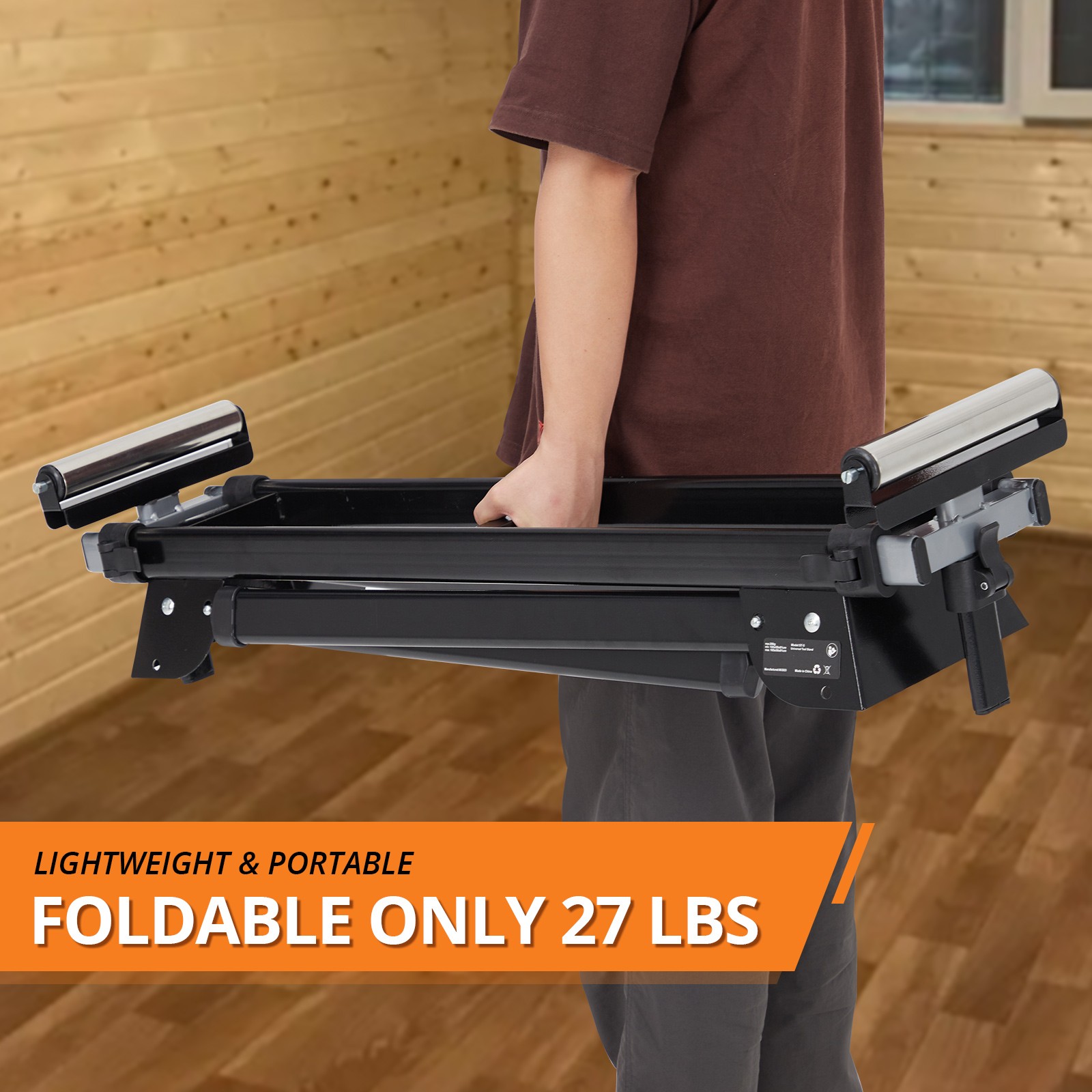 Metal table saw stand, Universal Saw Stand Adjustable top width Foldable black