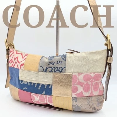 COACH Rare Patchwork Leather Canvas Shoulder Bag Y2K Multicolor - Image 1 of 4