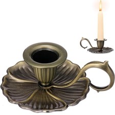Bronze Taper Candle Holder with Handle Candlestick Holder Home Party Xmas Decor