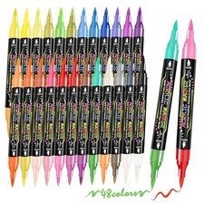 WINSONS Dual Tip Acrylic Paint Pens Markers 24 Set Permanent Acrylic 48 Colors