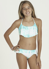 Billabong Girls' Peace 4 You Flutter Swim Set Green/White Size 4