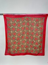 Vintage 1940s Cotton Rayon Blend Red and Green Paisely Scarf Holiday Gift AS IS
