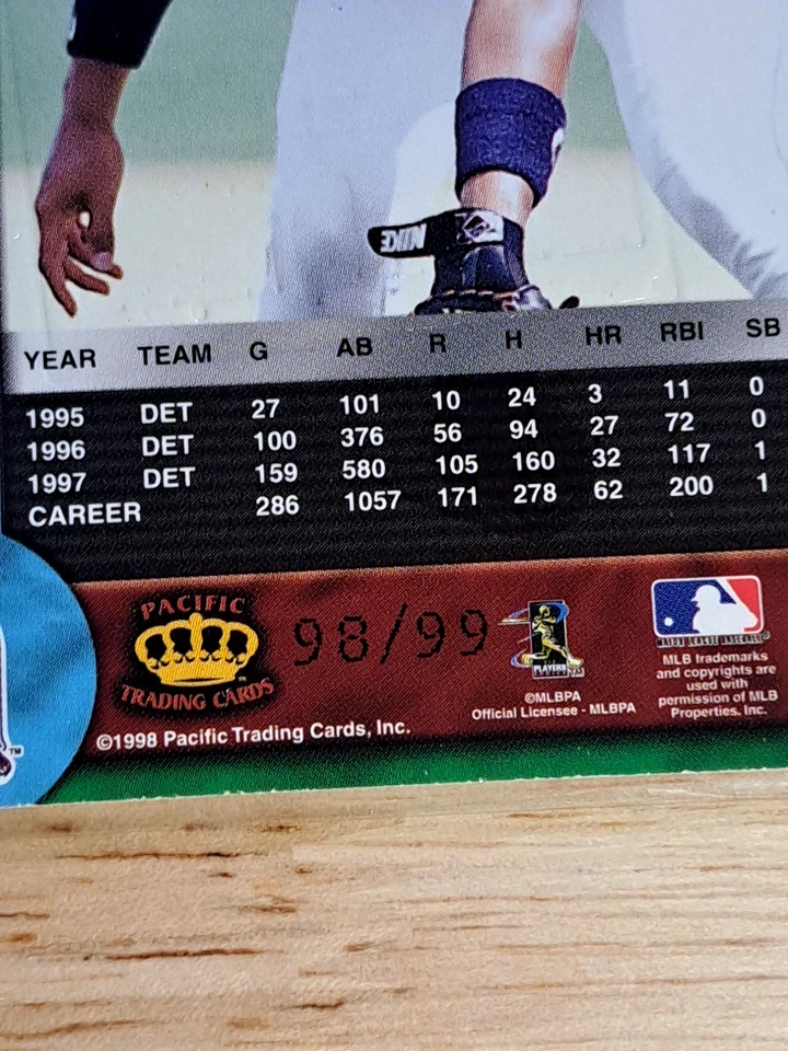 Tony Clark /99 (Shadow Series) 💥1998 Pacific Revolution - Tigers - Image 2 of 3