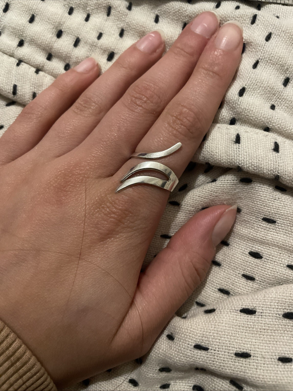 925 Solid Sterling Silver Wraparound Ring Adjusta… - image 1