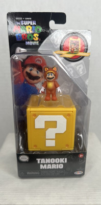 New Jakks Super Mario Bros Movie Tanooki Mario Mini Figure w/Question Block (D3)