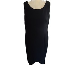 Vintage S.L. Fashions Black Sheath Dress Sleeveless Fully Lined Knee Length 12