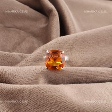 Cushion Citrine Gemstone 925 Silver Valentines Solitaire Birthday Ring Jewelry