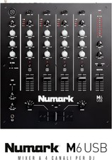 Numark M6 USB Mixer Pro x Dj a 4 canali, con connessione USB per computer, Nero