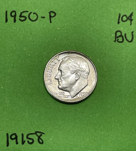 1950 Roosevelt Dime BU Uncirculated Mint State 90% Silver 10c US Coin