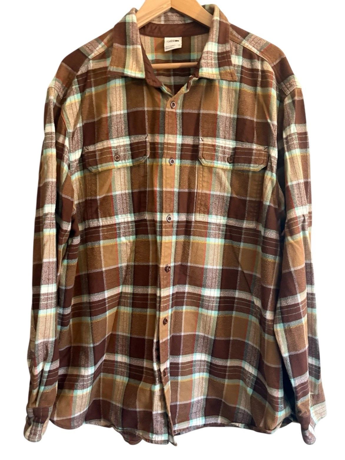 North Face Arroyo Mens Flannel Shirt Brown Size XXL 2XL